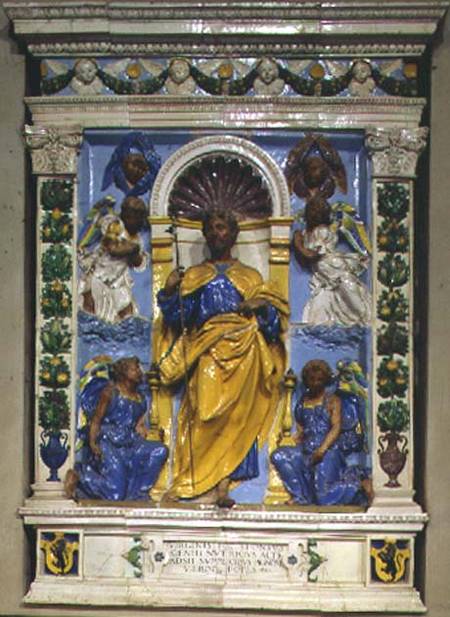 Christ enthroned with angels, bas relief from Della  Robbia