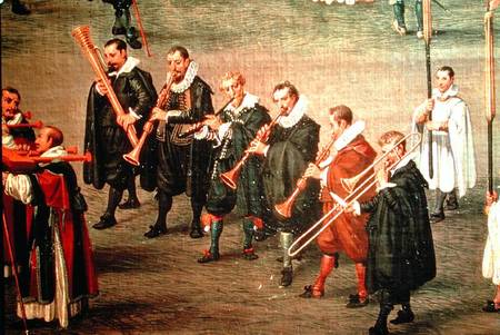 Musicians taking part in The Ommeganck in Brussels on 31st May 1615: Procession of Notre Dame de Sab from Denys van Alsloot