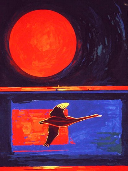 Sunset and Swan, 2003 (gouache on paper)  from Derek  Crow