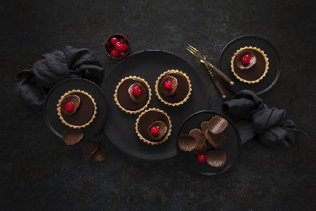 Chocolate cherry tartlets