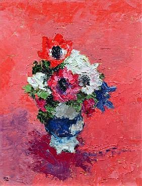 Anemones on a red ground, 1992 (board) 