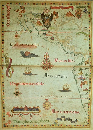Add 5415A Conquest of Mexico and Peru, page from a portolan atlas, c.1588 from Diego Homem