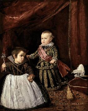 The infante Baltasar of Carlo with a dwarf