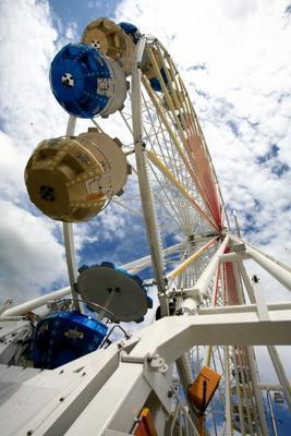 Riesenrad und wolkiger Himmel