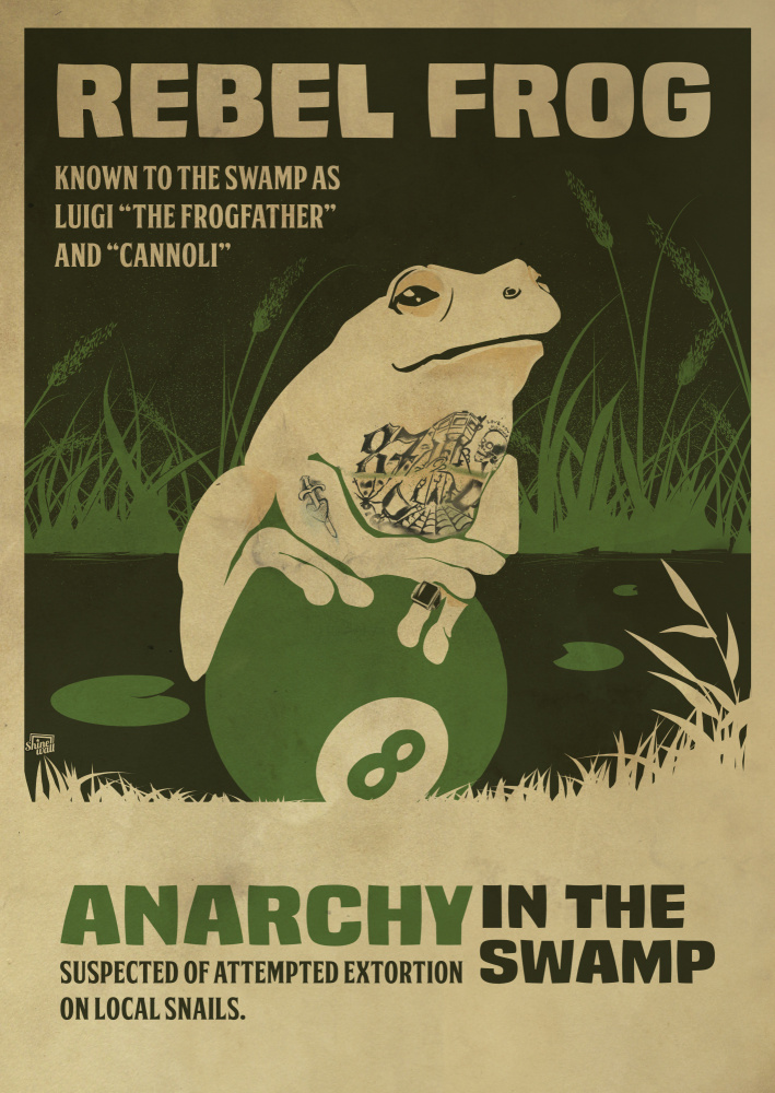 prisoner frog funny poster from Dionisis Gemos