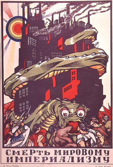 Poster depicting a monster wrapped round a city, from The Russian Revolutionary Poster by V. Polonsk from Dmitri Stahievic Moor