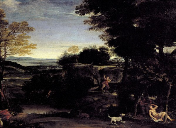 Domenichino /Landscape w.Sylvia & Satyr from Domenichino (eigentl. Domenico Zampieri)