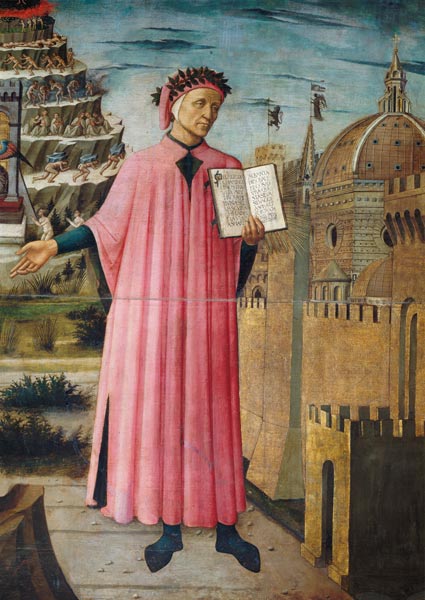 Dante reading from the 'Divine Comedy' (detail) from Domenico  di Michelino
