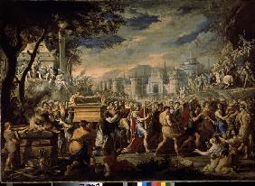 King David bearing the Ark of the Covenant into Jerusalem