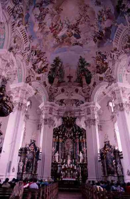 Rococo interior of the church, designed from Dominidus  Zimmerman