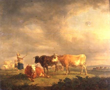 Cattle Grazing in a Landscape from Dutch School