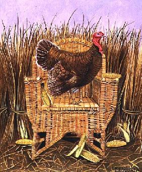 Brown Turkey on a Wicker Armchair, 1991 (acrylic) 