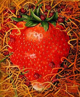 Strawberry in Straw, 1998 (acrylic on canvas) 
