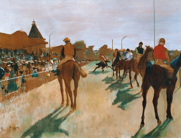 Racehorses in front of the platforms from Edgar Degas