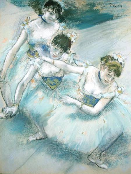Three Dancers in a Diagonal Line on the Stage from Edgar Degas