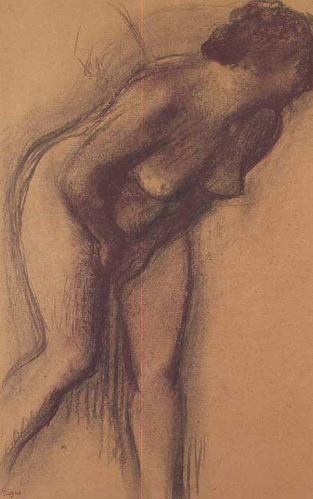Female Standing Nude (charcoal and pastel) from Edgar Degas