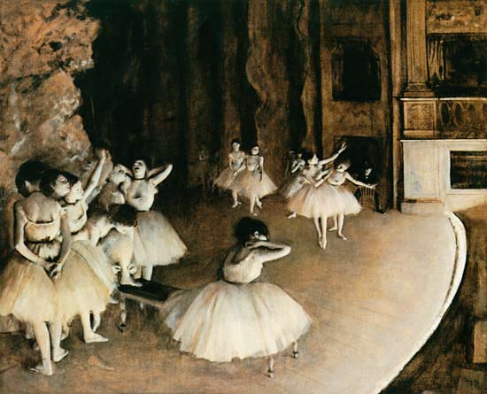 Dress rehearsal of the ballet on the stage from Edgar Degas