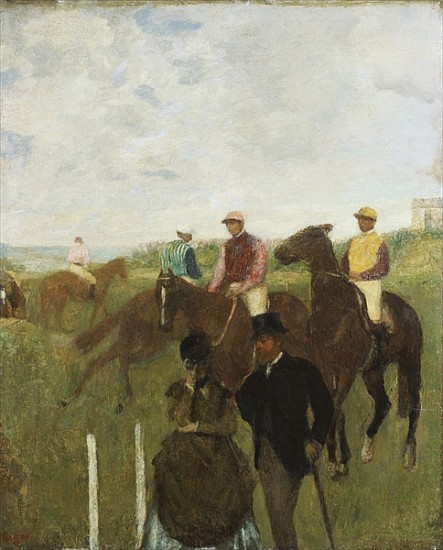 Jockeys at the Racecourse (oil on paper laid down on board) from Edgar Degas