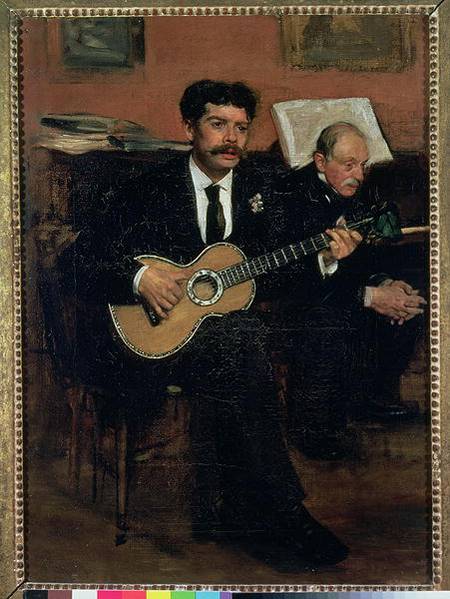 Portrait of Lorenzo Pagans (1838-83), Spanish tenor, and Auguste Degas (1807-74), the artist's fathe from Edgar Degas