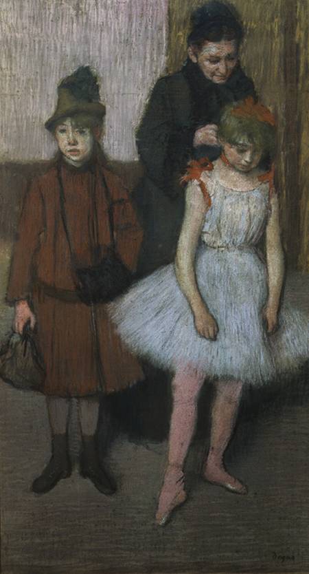 Woman with two little girls (pastel) from Edgar Degas