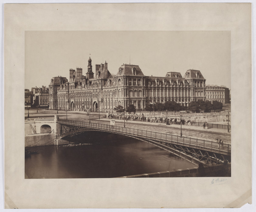 Paris: Blick auf Pont dArcole and City Hall from Édouard Baldus