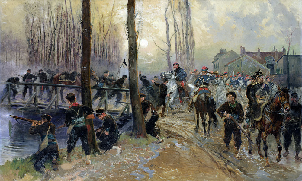 Ambush near a Bridge Defended by Troops, Early Morning from Edouard Detaille