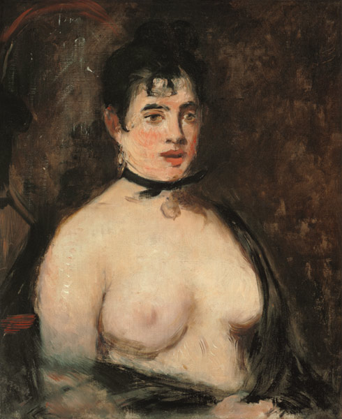 Brunette with bare breasts from Edouard Manet