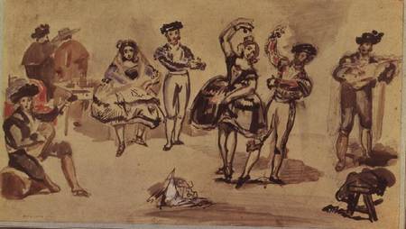 Spanish Dancers, 1862 (w/c, pencil and from Edouard Manet