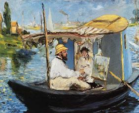 Claude Monet in his Floating Studio