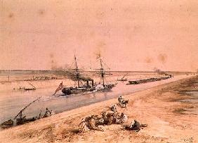 A Turkish Paddle Steamer Going Up the Suez Canal from a souvenir album to commemorate the Voyage of