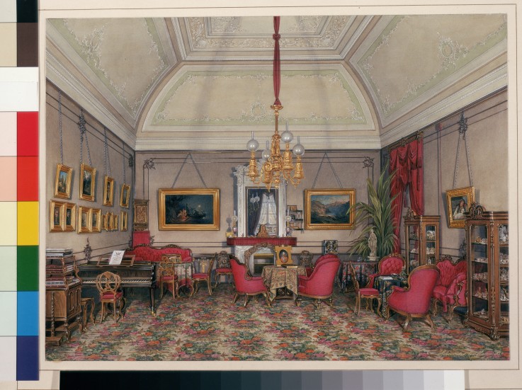 Interiors of the Winter Palace. The Fifth Reserved Apartment. The Drawing-Room of Grand Princess Mar from Eduard Hau