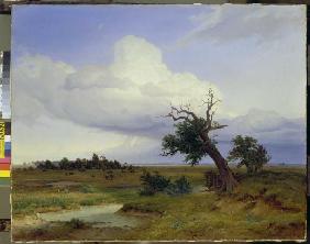 Landscape with dying oak