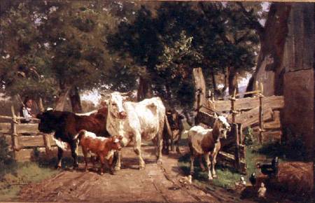 A Farmyard Scene from Eduard Weichberger