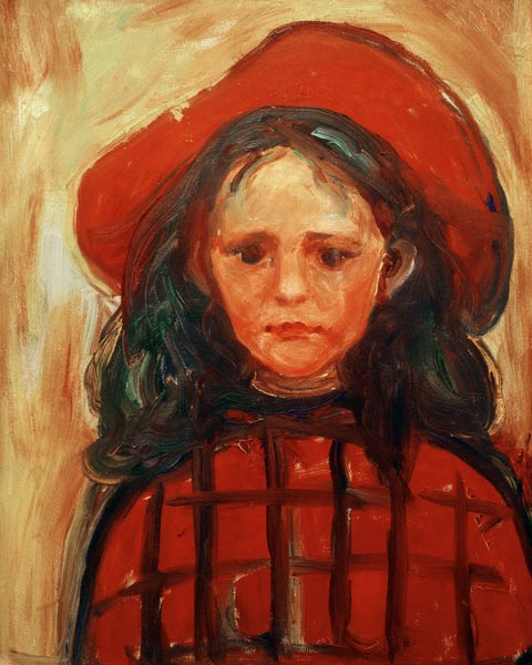 Girl in Red Checkered Dress and Red Hat from Edvard Munch