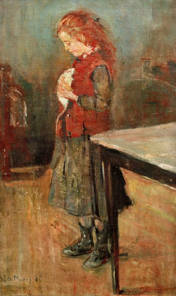 Red-haired girl with white rat from Edvard Munch