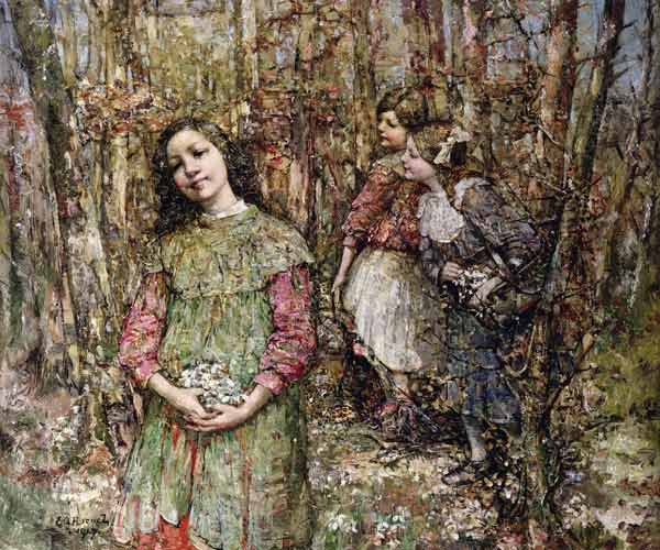 Gathering Snowdrops from Edward Atkinson Hornel