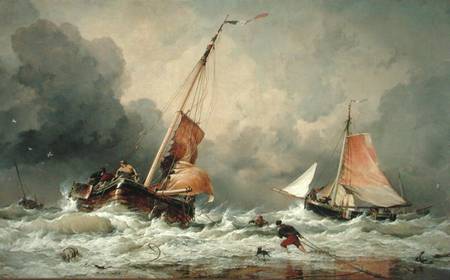 Dutch Pincks arriving and preparing to put to sea on the return of the tide from Edward William Cooke