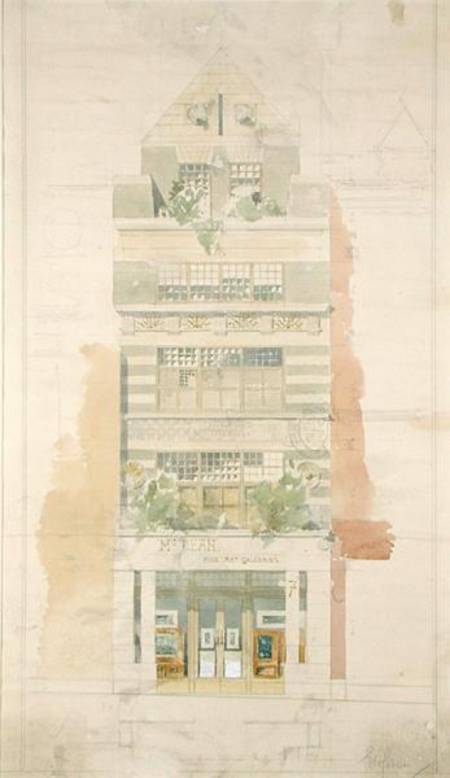 Design for the Facade of McLean Fine Art Galleries, Haymarket, London  & pencil on from Edward William Godwin