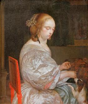 Portrait of a Young Lady with a Little Dog