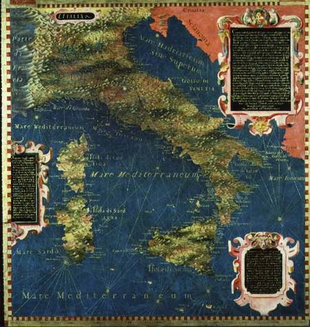 Map of Sixteenth Century Italy from Egnazio Bonsignori