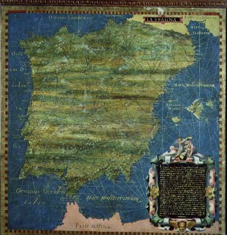 Map of Sixteenth Century Spain from Egnazio Bonsignori