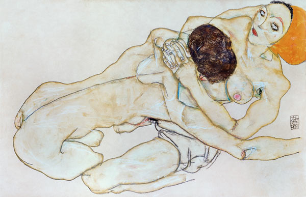 Two girls (loving couple) from Egon Schiele