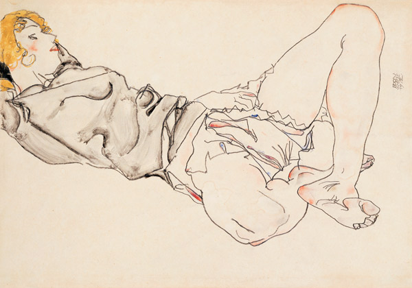 Reclining Woman With Blond Hair from Egon Schiele