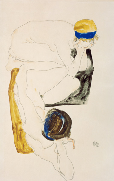 Two lying figures from Egon Schiele