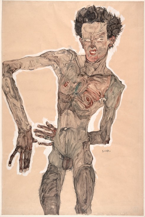 Nude Self-Portrait, Grimacing from Egon Schiele