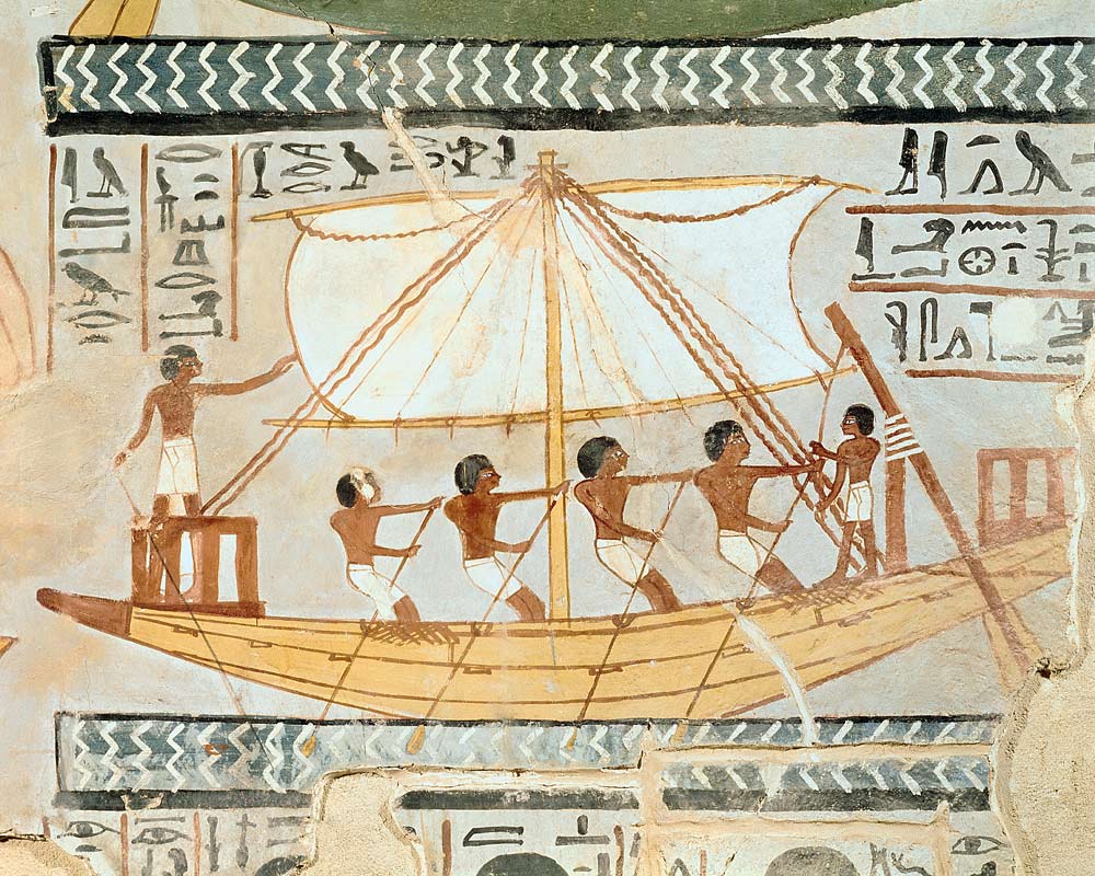 Boatmen on the Nile, from the Tomb of Sennefer, New Kingdom from Egyptian