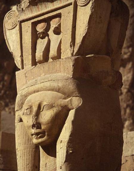 Hathor-headed column, from the Chapel of Hathor, Temple of Hatshepsut, New Kingdom from Egyptian