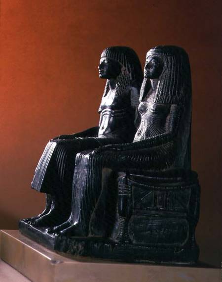 A seigneurial couple in ceremonial clothes, New Kingdom from Egyptian