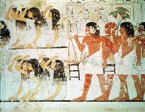 Group of mourners in the funeral procession of Ramose, from the Tomb Chapel of Ramose, New Kingdom