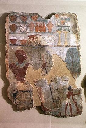The scribe Unsou overseeing the workers in the fields, from the Tomb of Unsou, East Thebes, New King